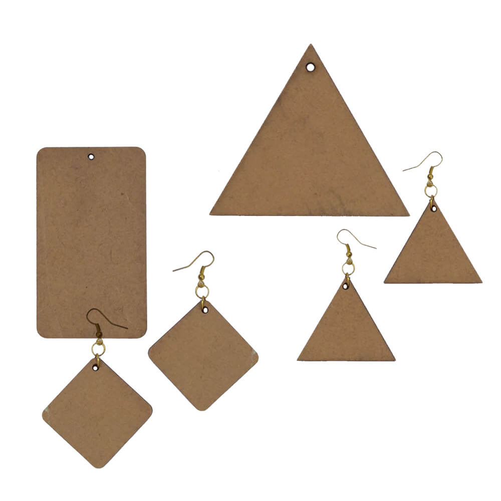 MDF Triangle and Rectangle Jewellery Set of 25 